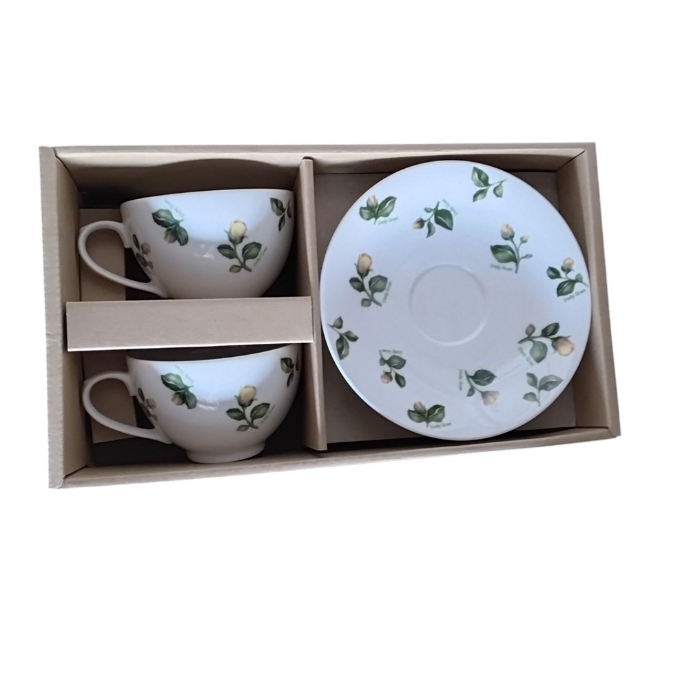 Pretty Rose Tea Cup and Saucer Set, Floral Design, Gift Box, Tea Party NIB